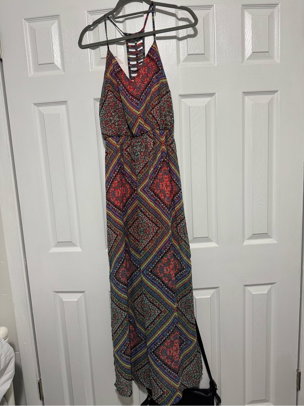 My Michelle Multicolor Diamond-Print Strappy Maxi Dress